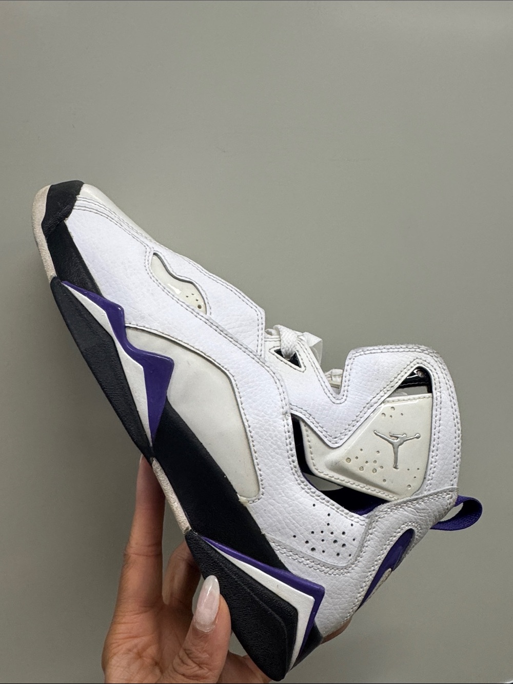 Jordan White Black Purple High-Top Basketball Sneaker